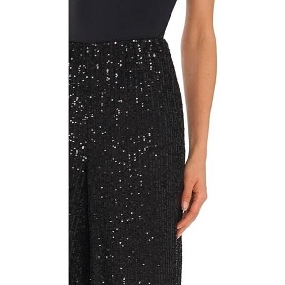 CeCe Womens Wide Leg Pants Pull-On Elastic Waist High Rise, Sequined fully lined - Picture 3 of 7